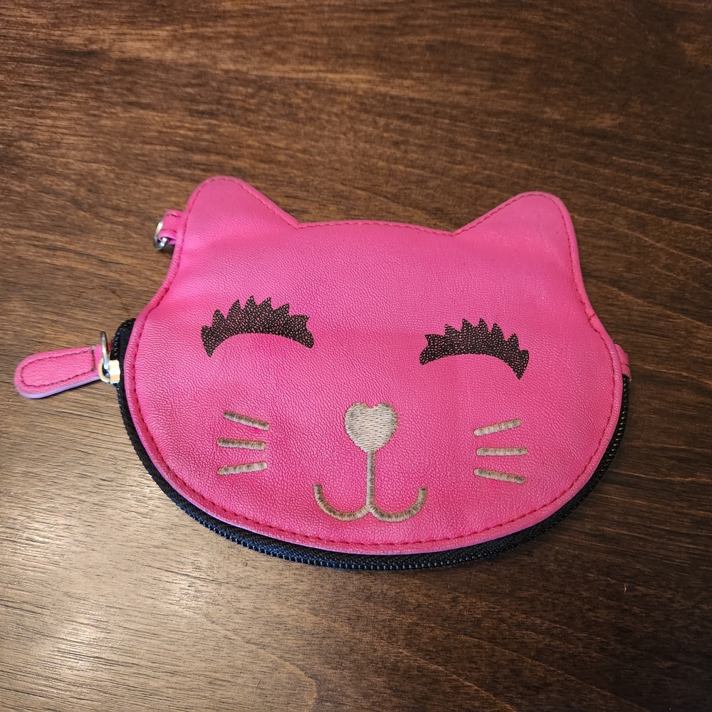 Betsey Johnson Hot Pink Cat Coin Pouch Zipper Wallet